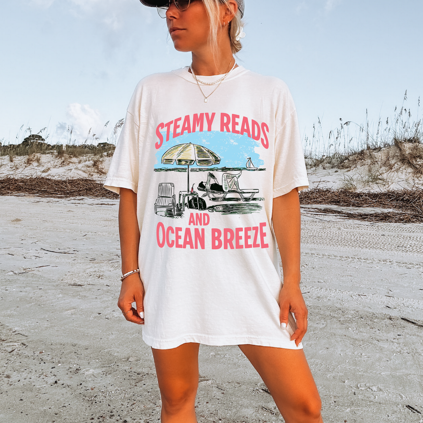 Steamy Reads and Ocean Breeze Tee – Romance Bookish Beach Shirt