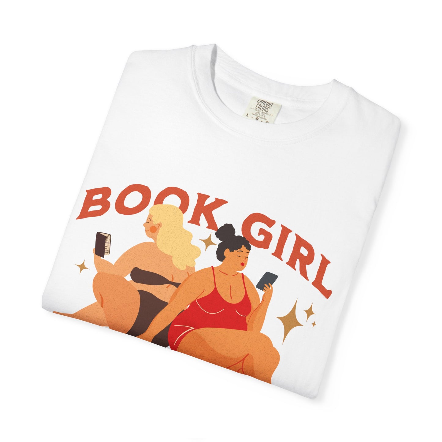 Book Girl Summer Tee: Brown and Red – “Dive into a Good Book”